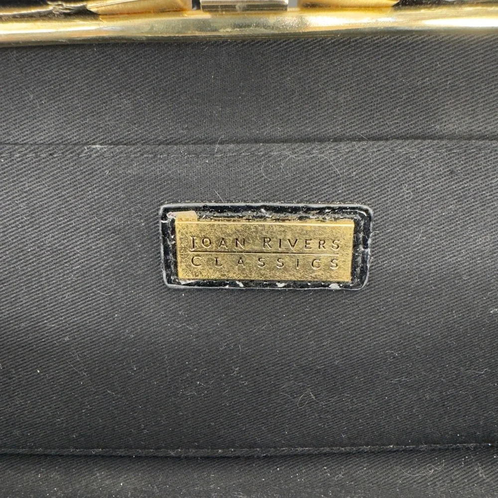 Joan Rivers Classics Collection Black Croc Embossed Patent Evening Clutch Bag